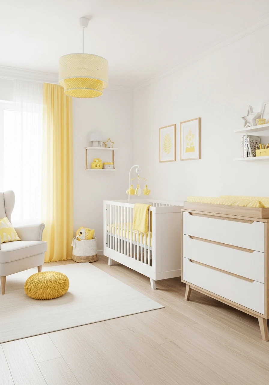 Yellow And White Scandinavian Nursery Style
