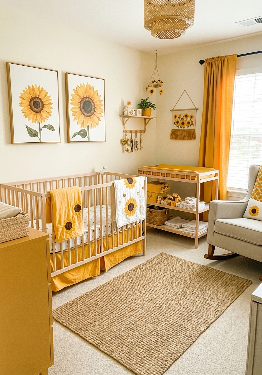 Sunflower Themed Yellow Nursery Design