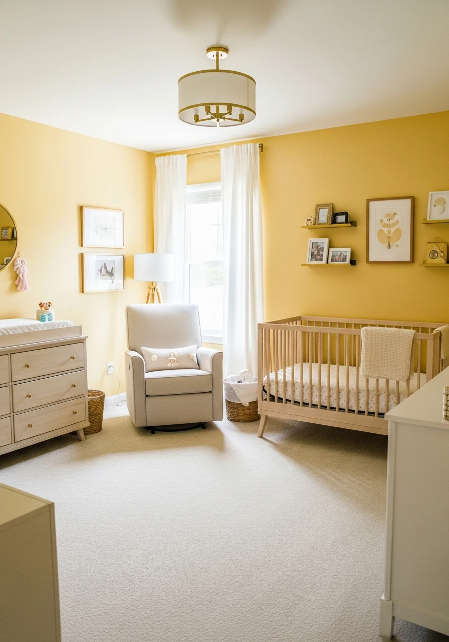 Warm Yellow Nursery With Gold Details