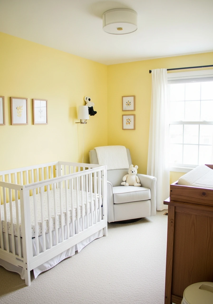 Yellow Nursery With Minimal Wall Art