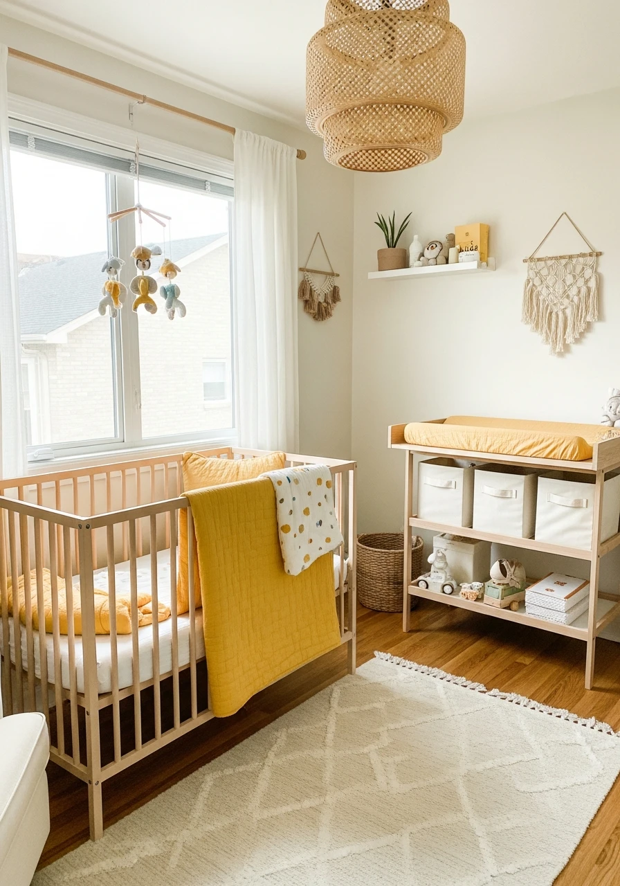 Yellow Nursery With Organic Cotton Textiles