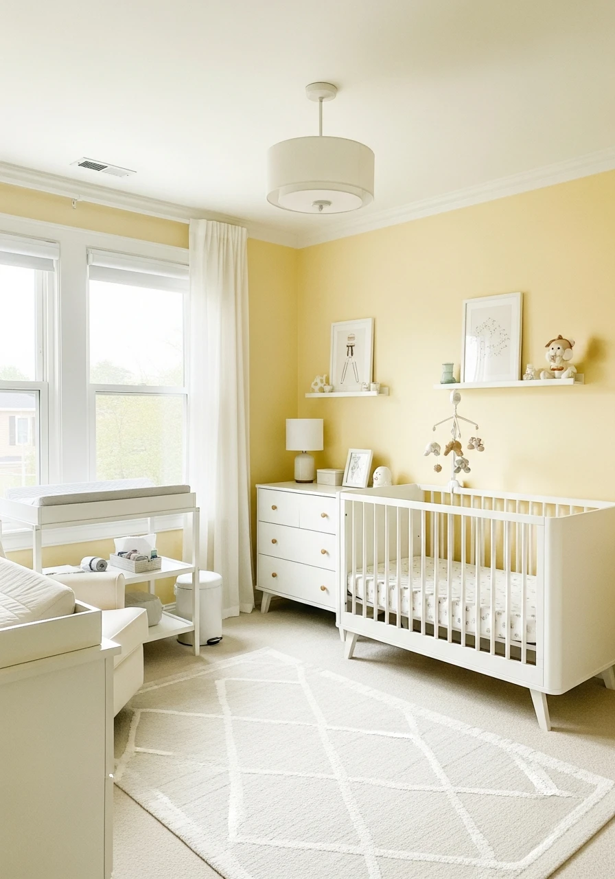 Bright Yet Minimal Yellow Nursery Layout