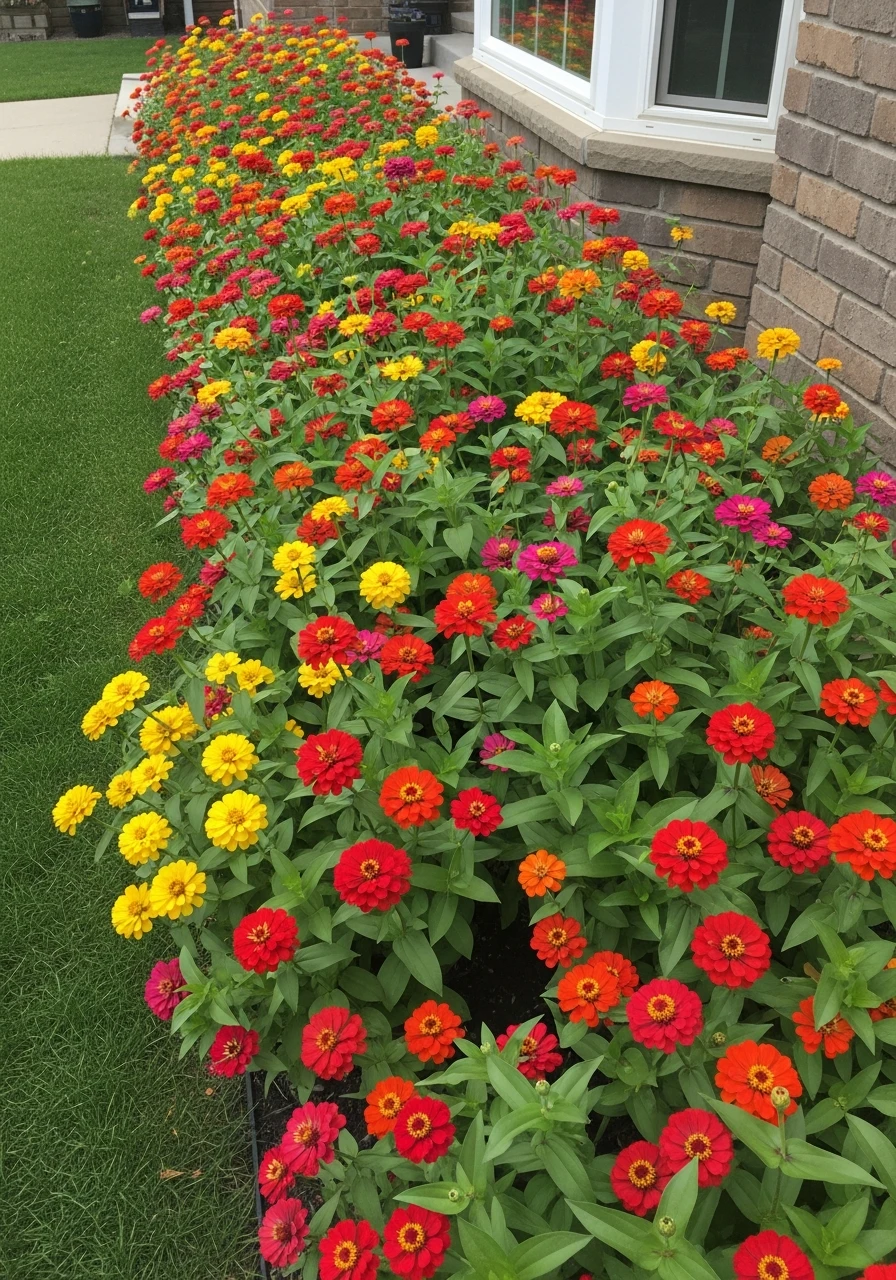 Front Yard Foundation Garden - 40 Charming Zinnias Garden Ideas for a Beautiful Yard