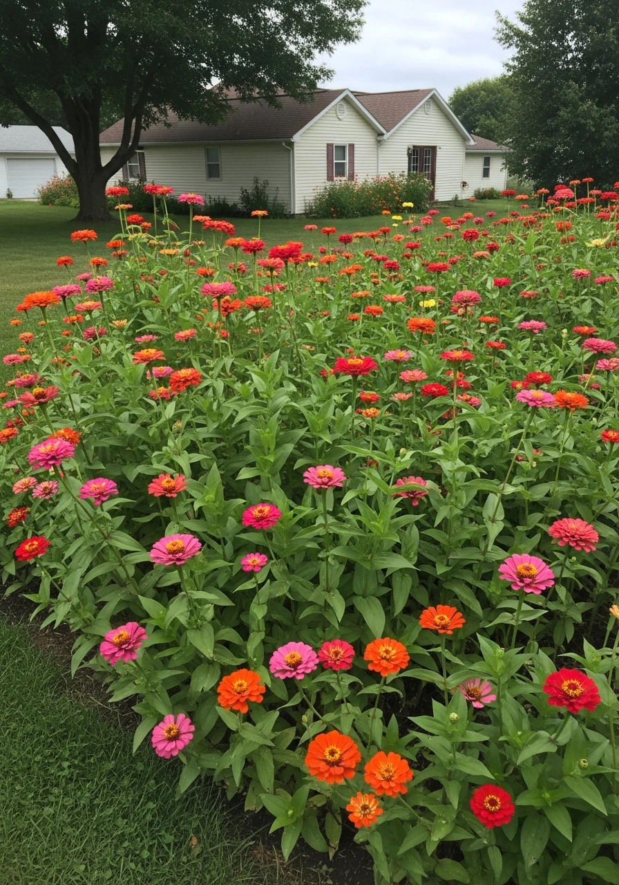 Layered Mixed Height Patch - 40 Charming Zinnias Garden Ideas for a Beautiful Yard