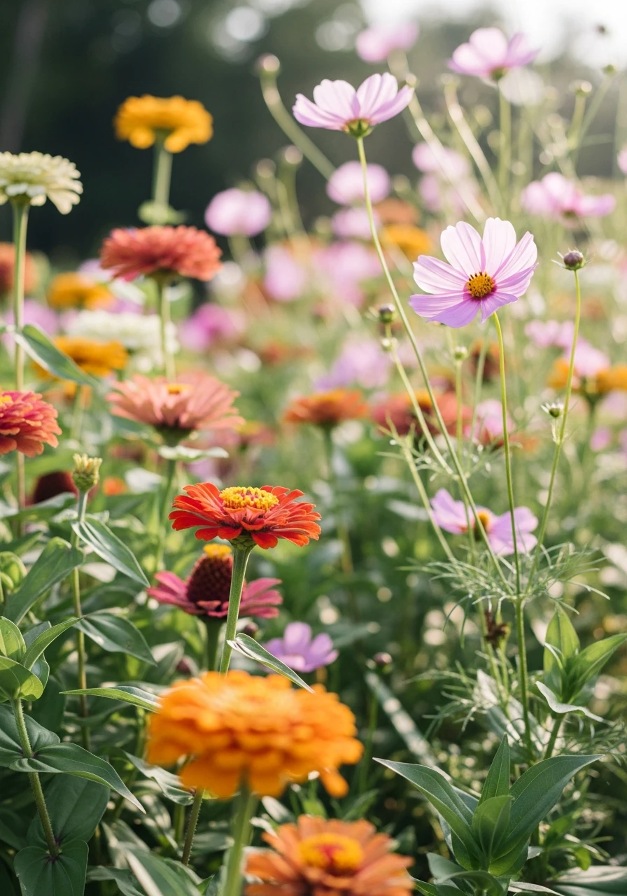 Zinnia & Cosmos Cottage Garden - 40 Charming Zinnias Garden Ideas for a Beautiful Yard