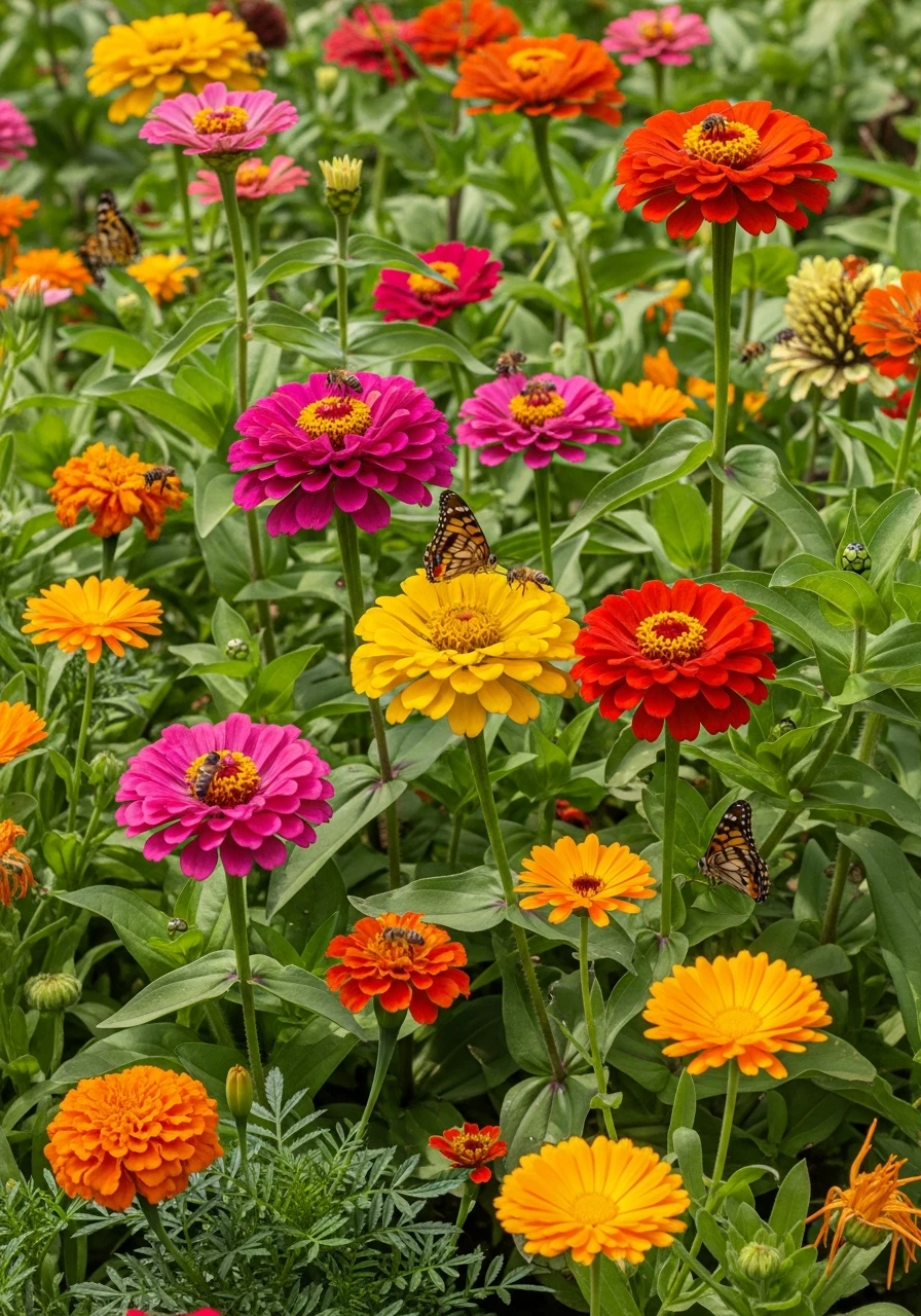 Mixed Annual Pollinator Garden - 40 Charming Zinnias Garden Ideas for a Beautiful Yard