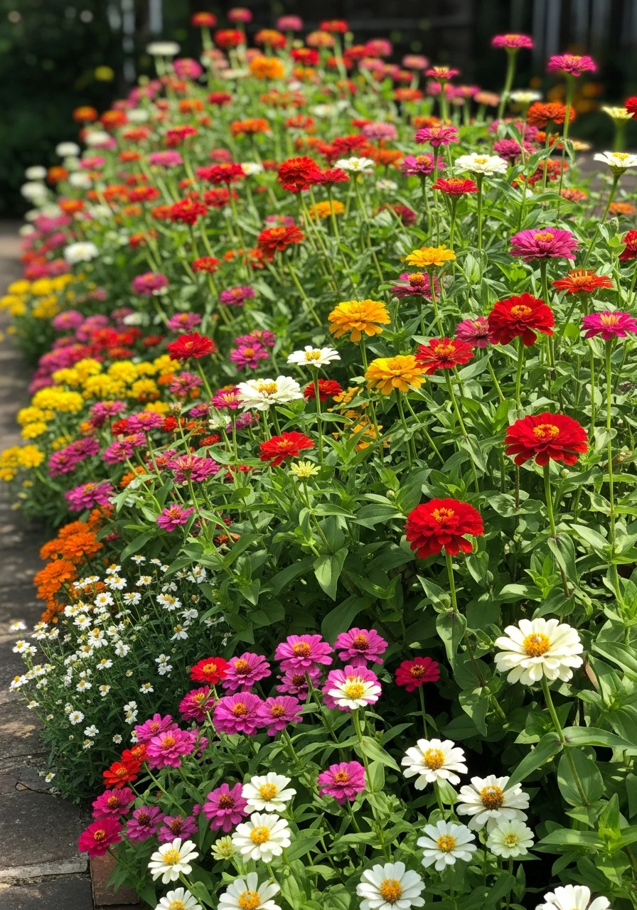 Cottage Zinnia Border - 40 Charming Zinnias Garden Ideas for a Beautiful Yard