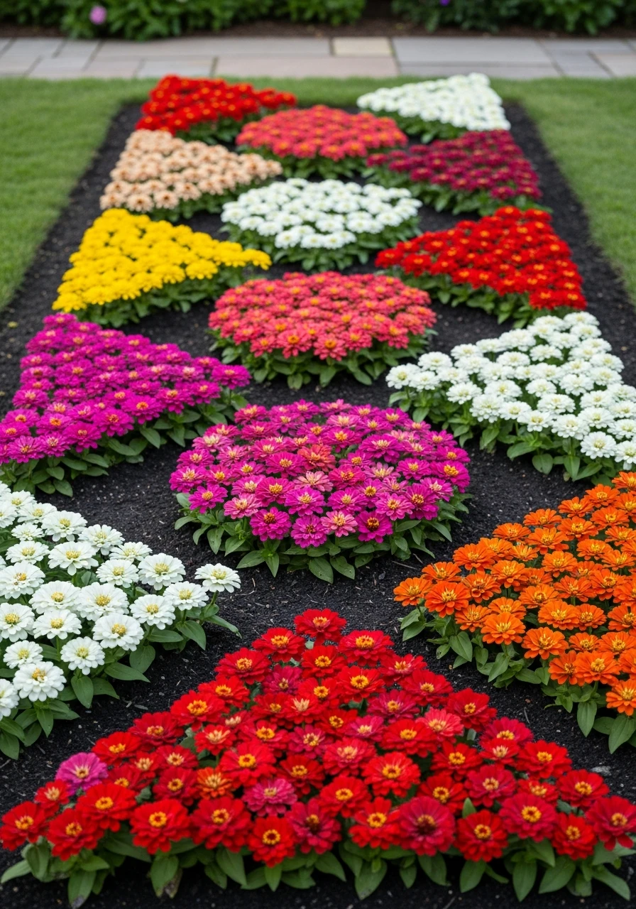 Geometric Zinnia Design - 40 Charming Zinnias Garden Ideas for a Beautiful Yard