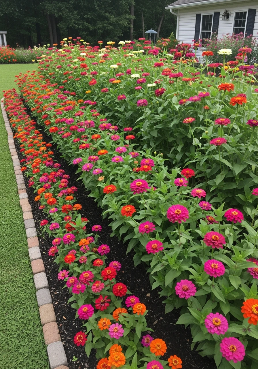 Height Gradient Flower Bed - 40 Charming Zinnias Garden Ideas for a Beautiful Yard