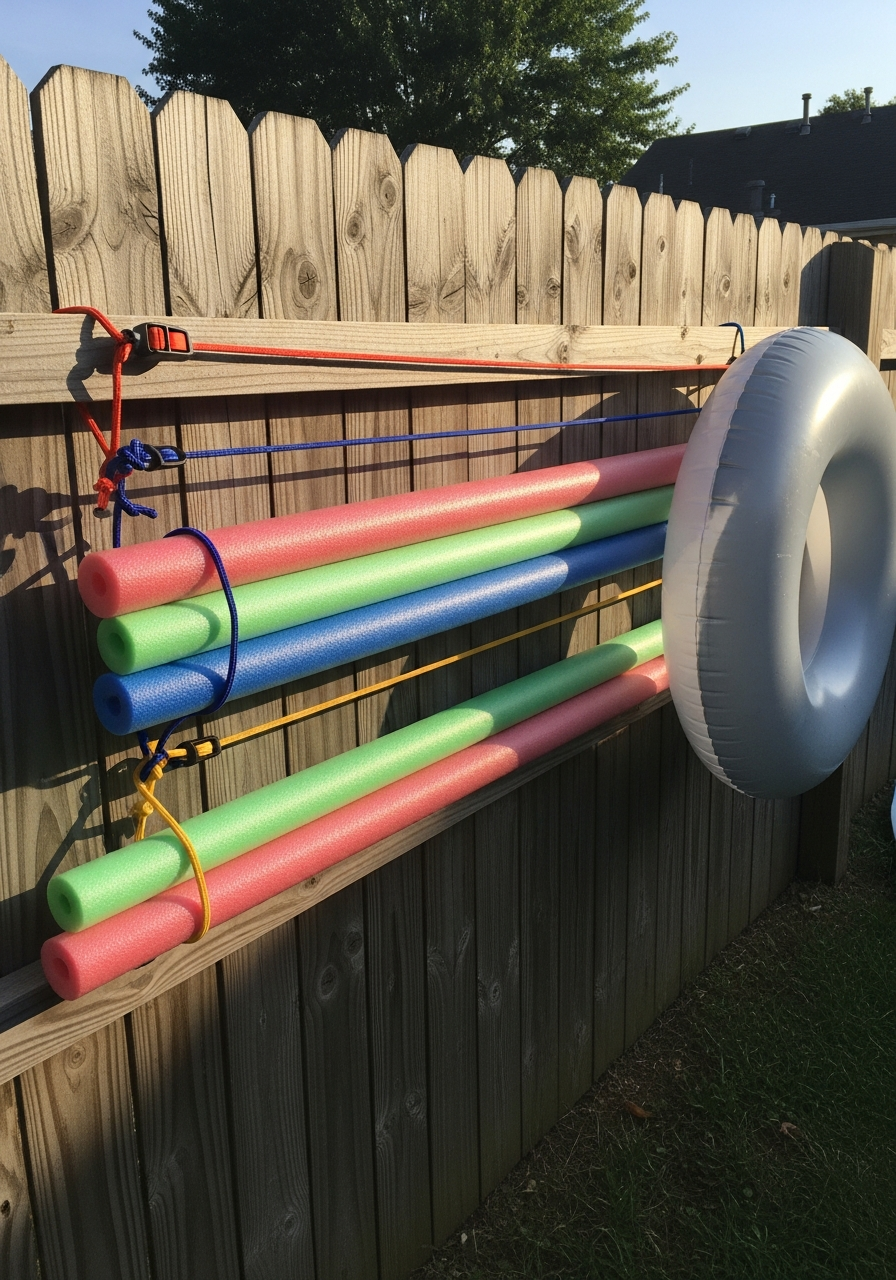 19. Bungee Cord Fence Storage