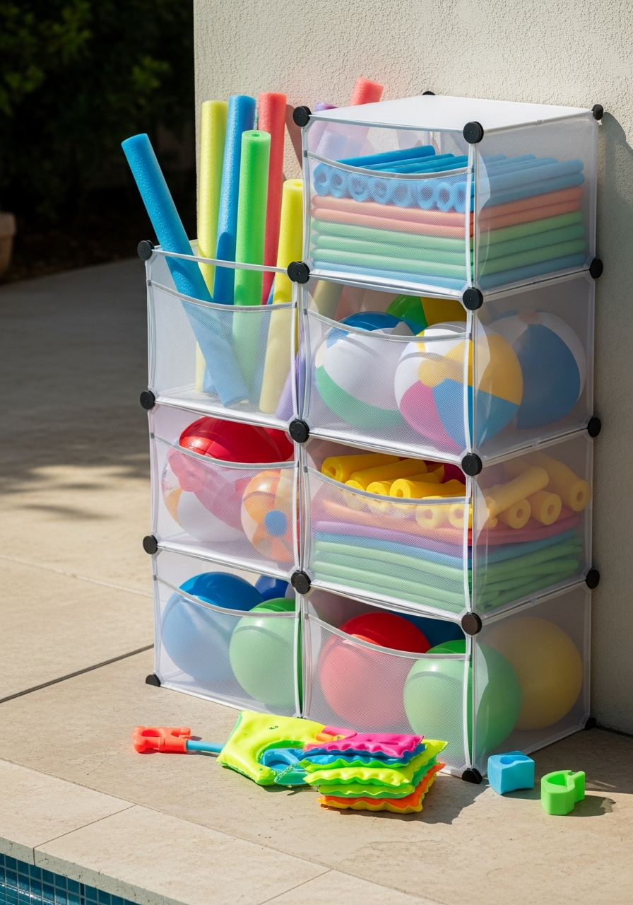 22. Stackable Pool Toy Bins