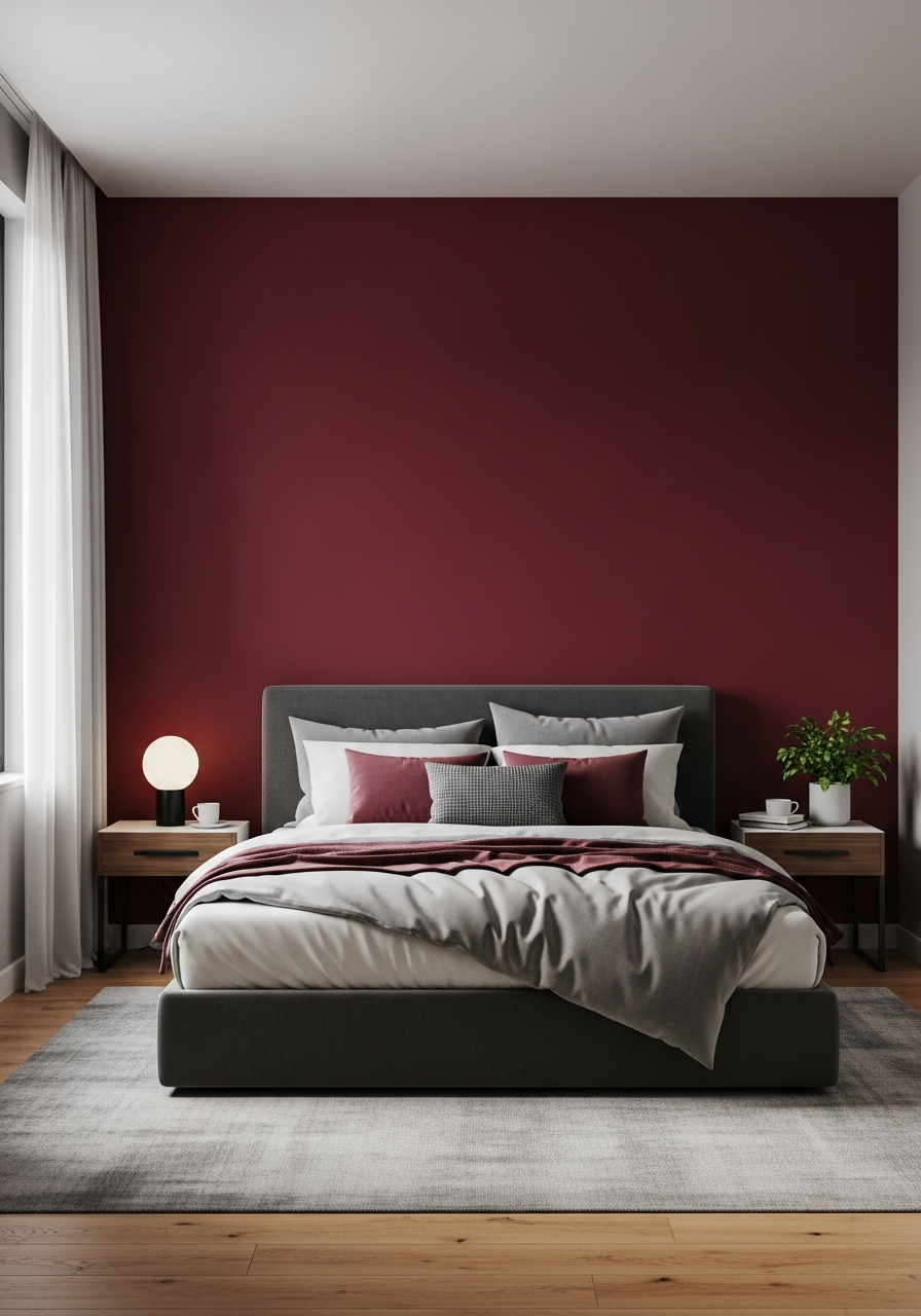 12. Burgundy and Soft Gray
