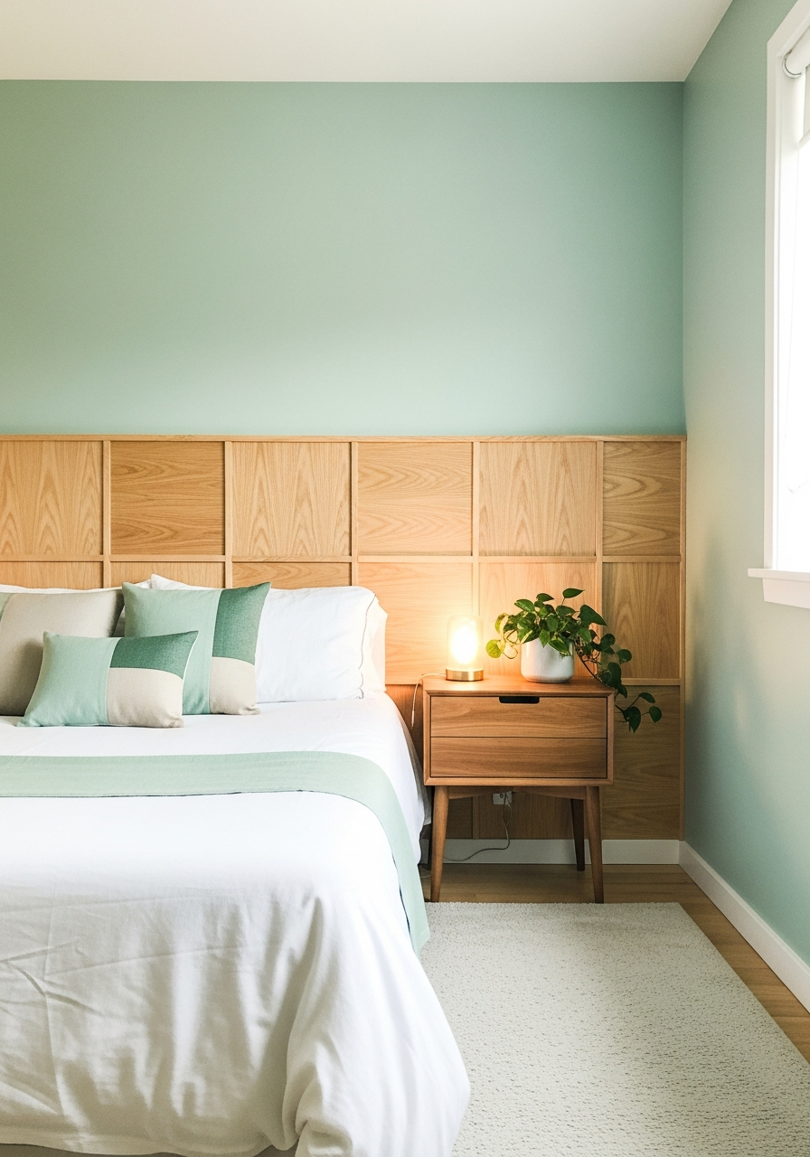 15. Mint Green and Light Wood