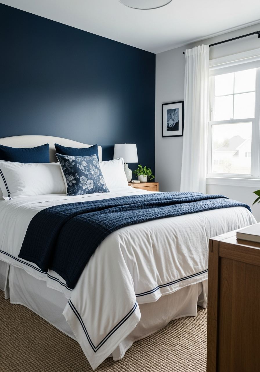 2. Navy Blue and Crisp White