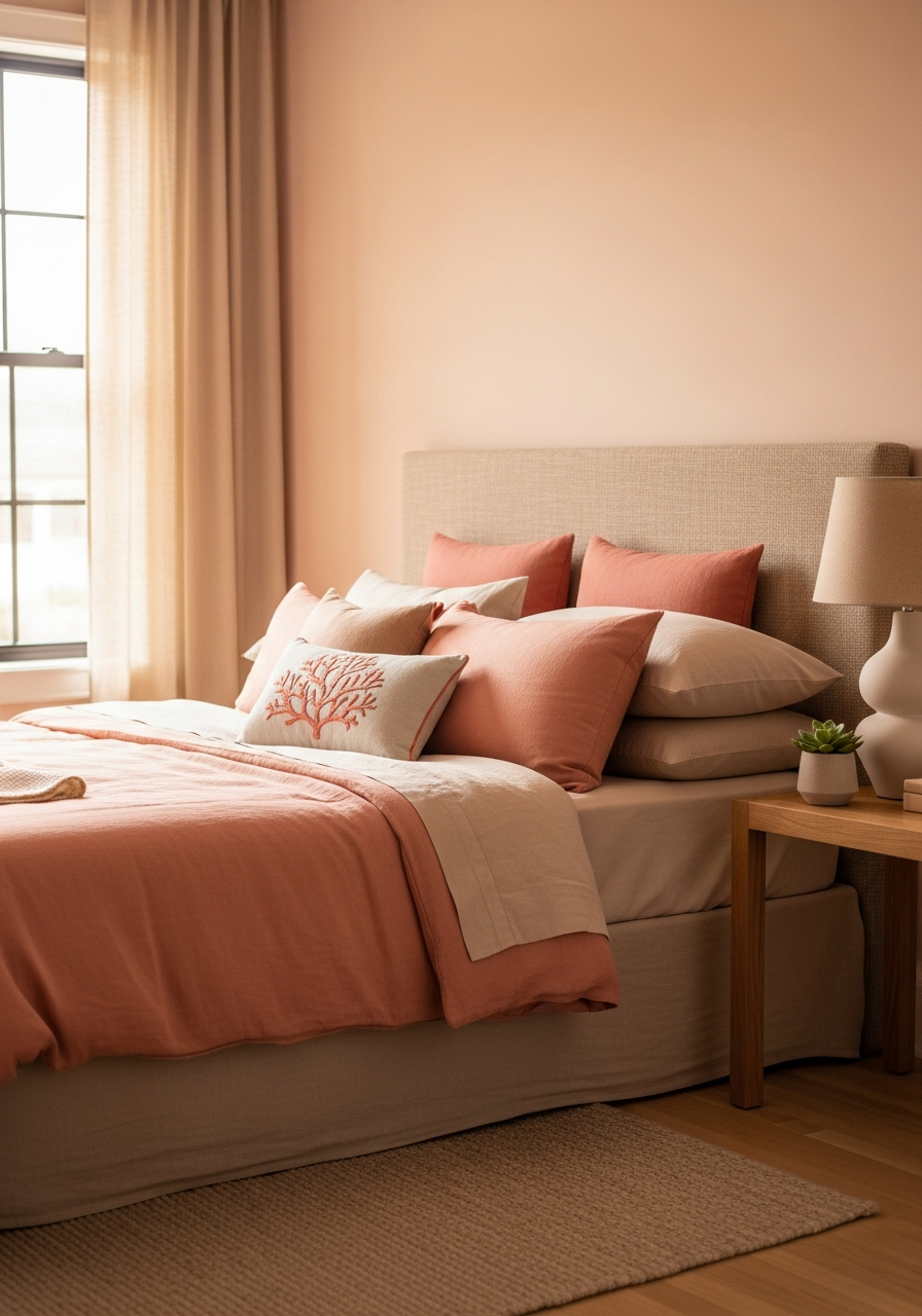 32. Soft Coral and Beige