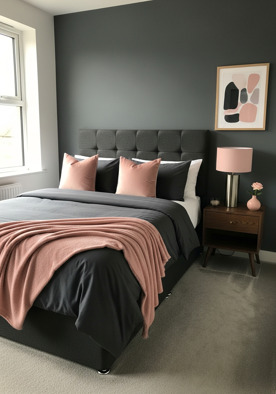 38. Charcoal and Blush Pink