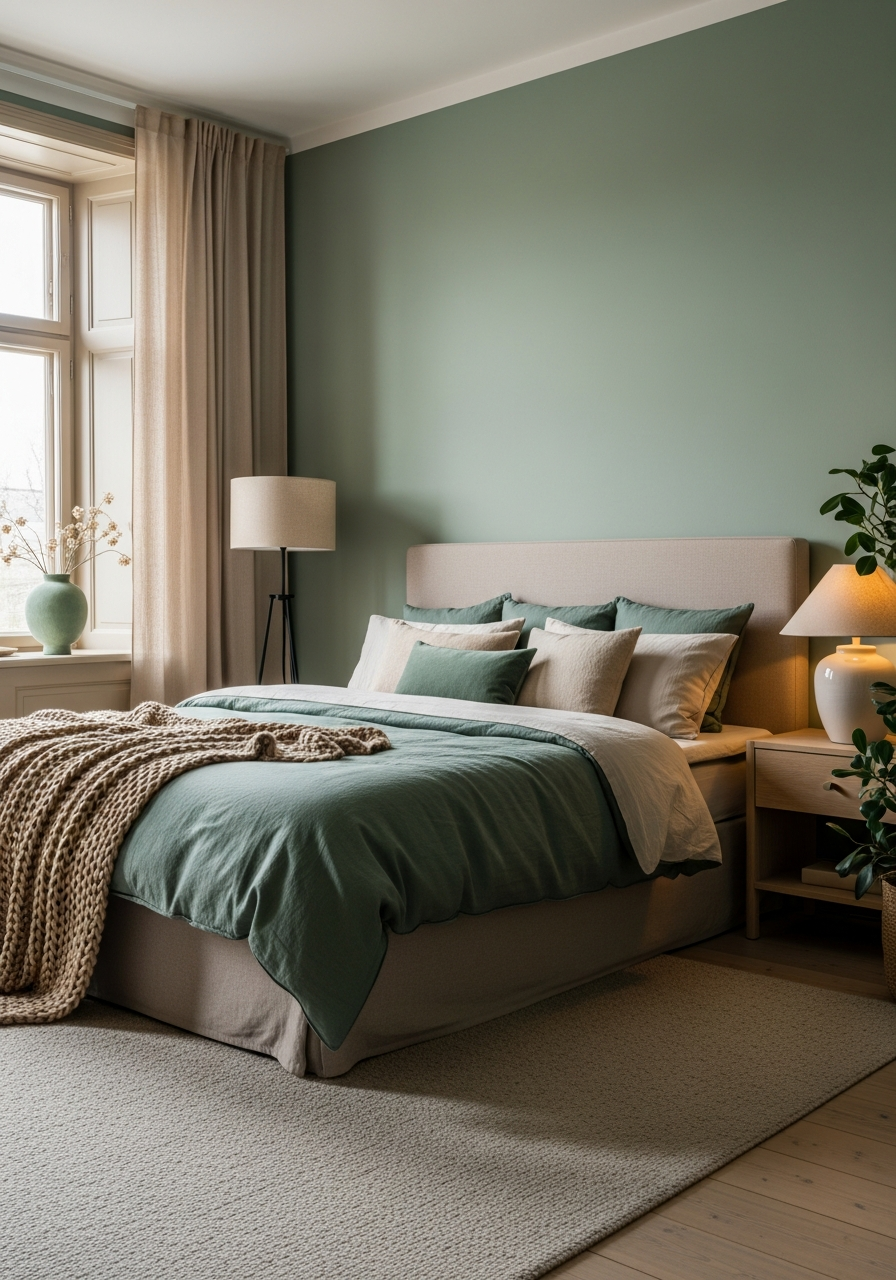 50. Jade Green and Warm Beige