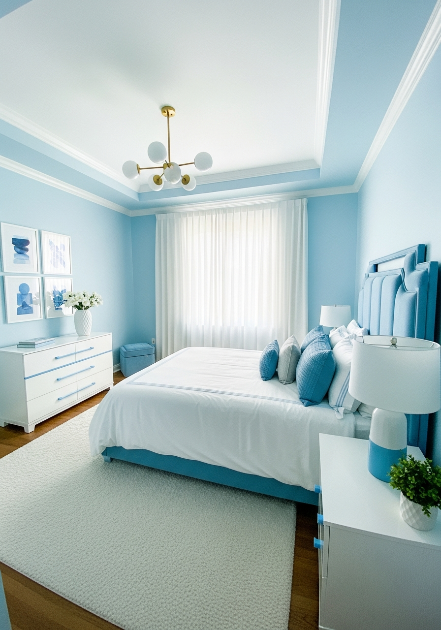 7. Sky Blue and White