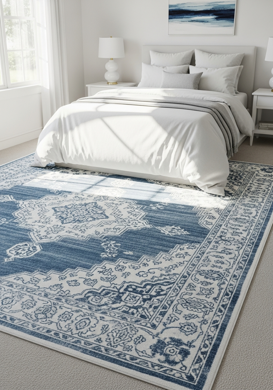 12. Blue Patterned Area Rug