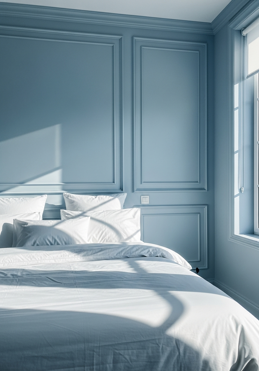 17. Light Blue Paneled Wall