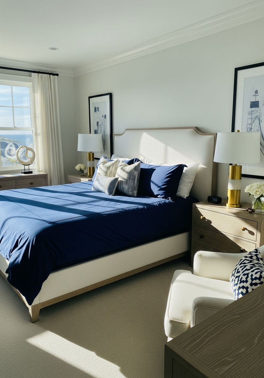 20. Coastal Luxury Blue Bedroom