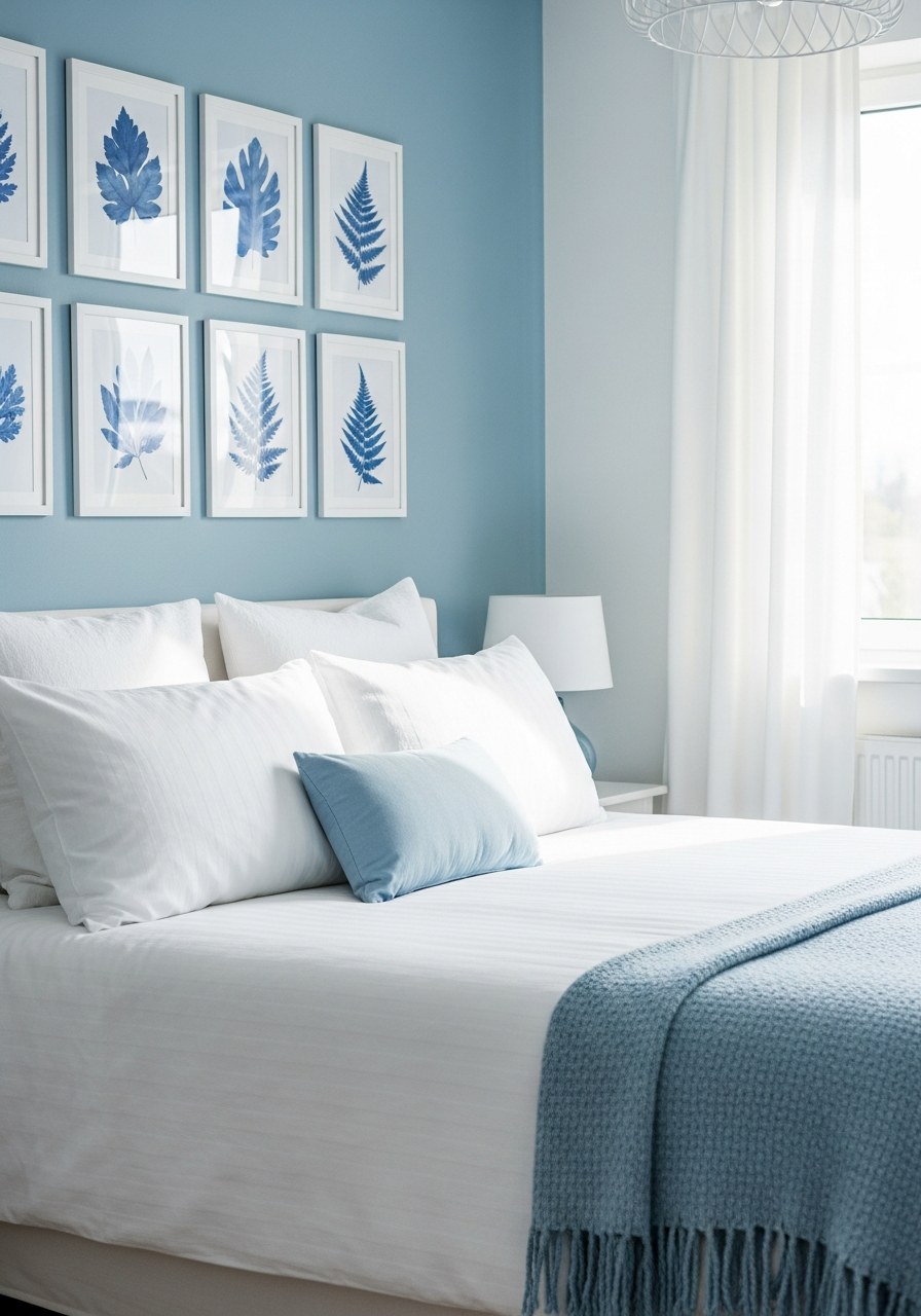 21. Blue Botanical Bedroom Theme