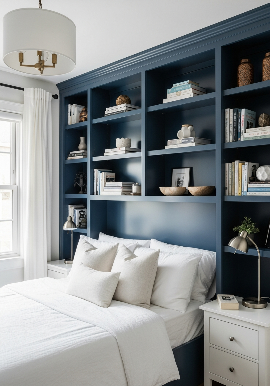 28. Navy Built In Shelves