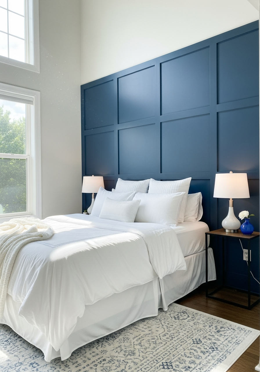 35. Blue Panel Accent Wall