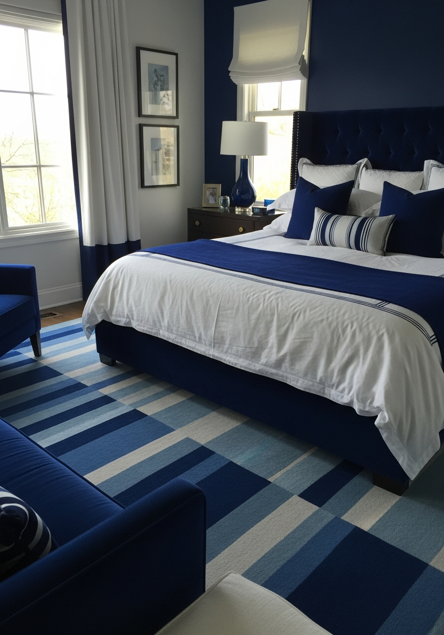 37. Blue White Monochrome Bedroom