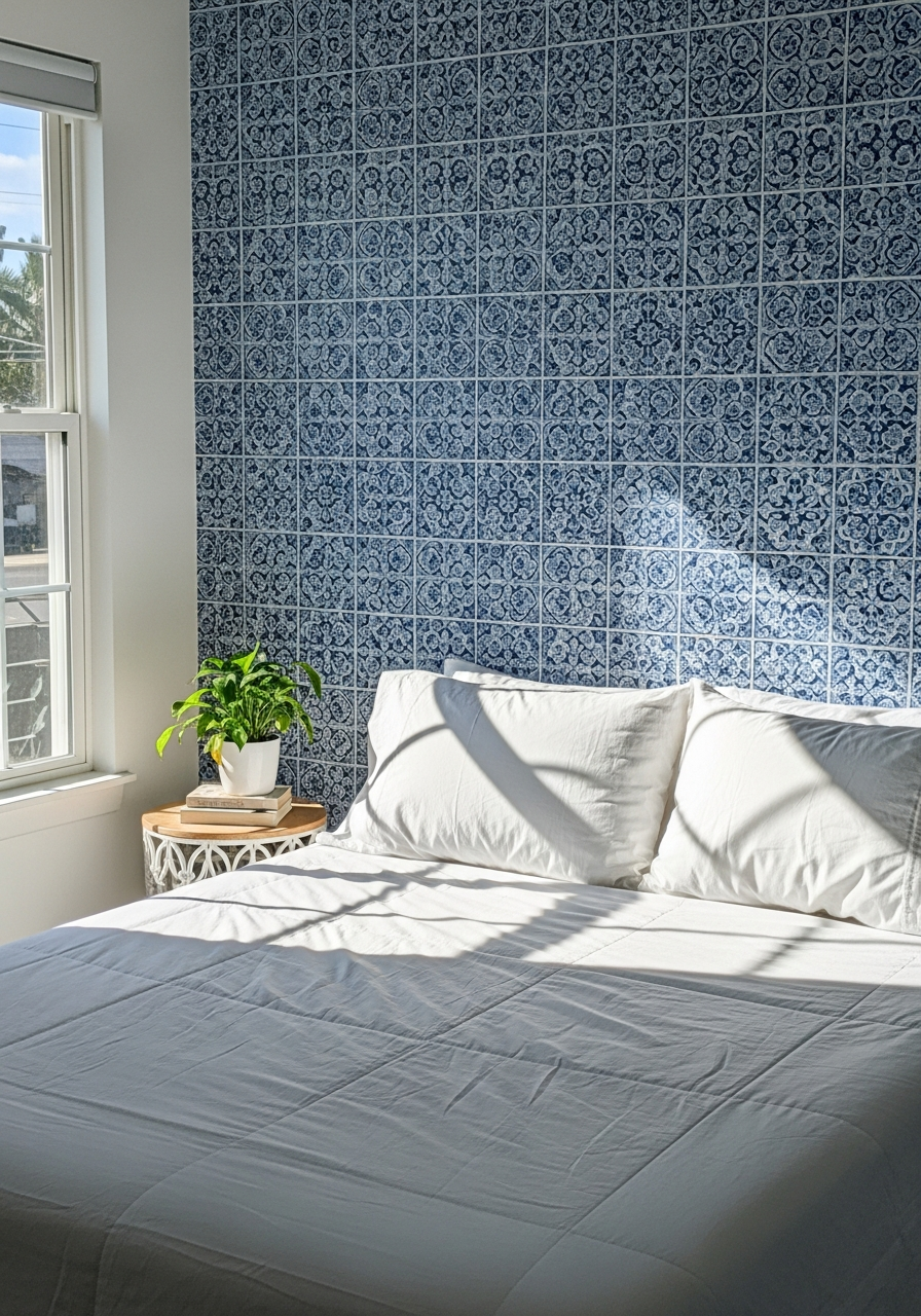 39. Blue Tile Inspired Decor