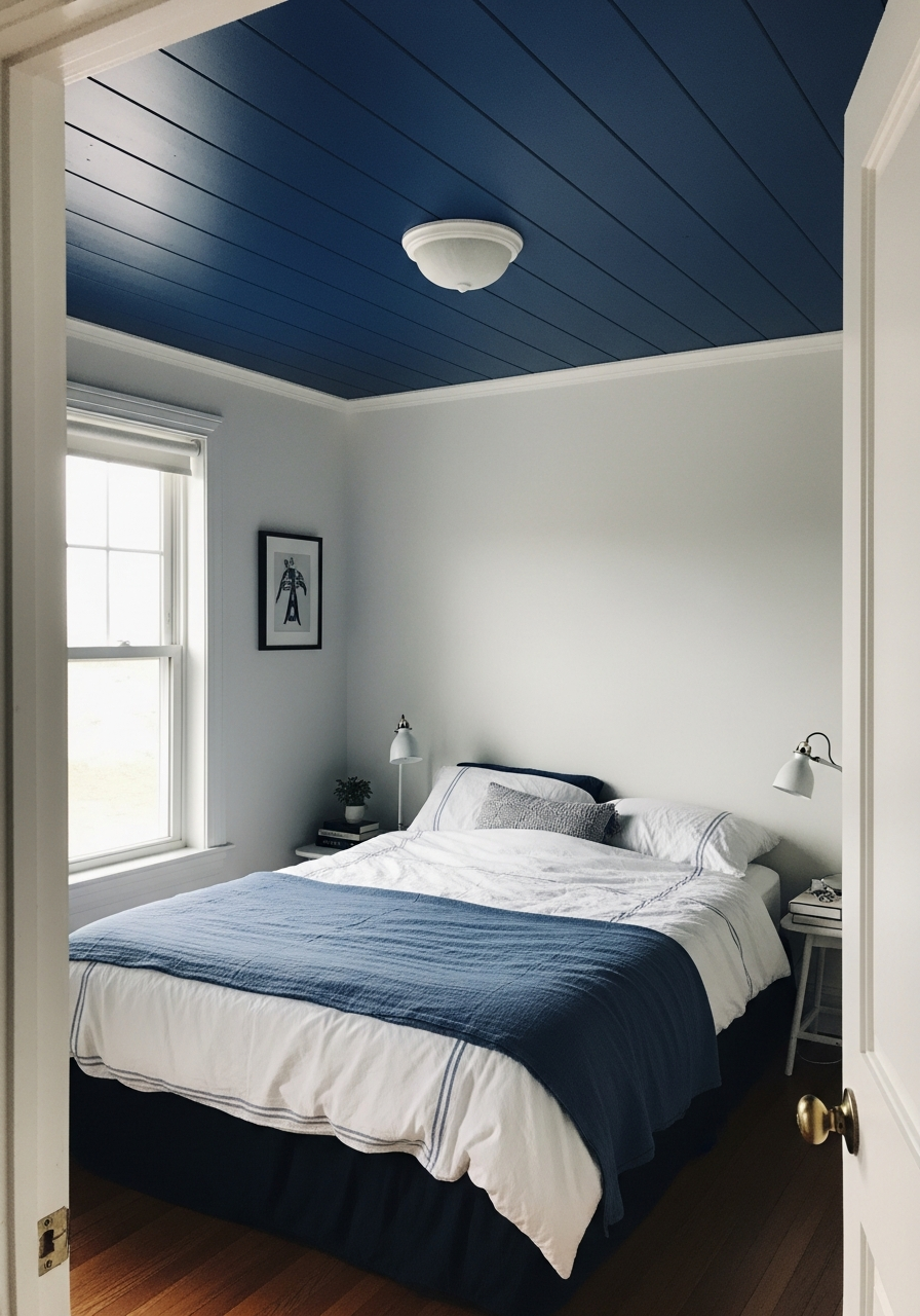 9. Navy Ceiling Statement Bedroom