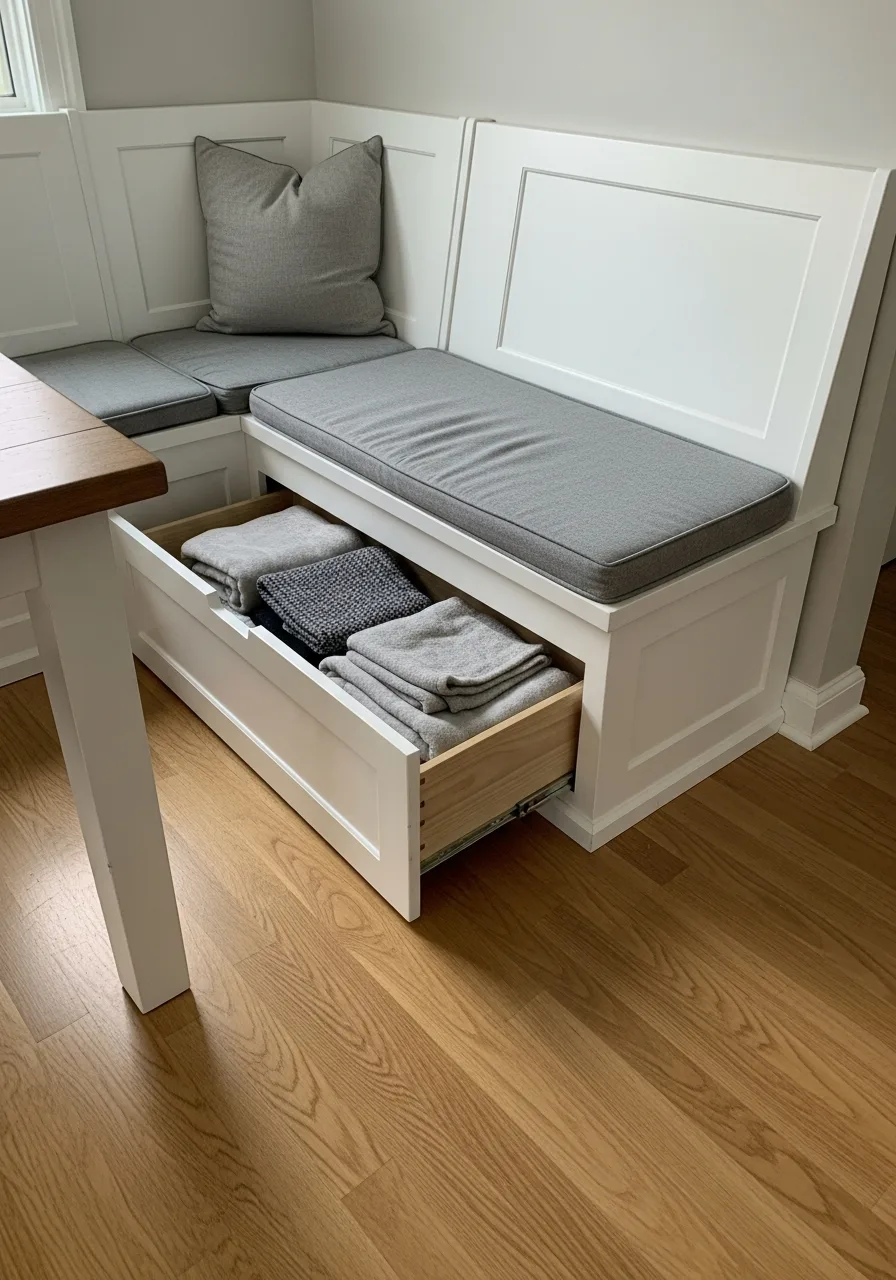 17. Hidden Drawer Corner Bench
