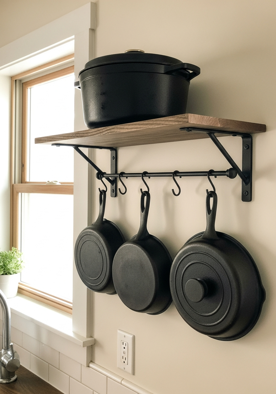 10. Rustic Farmhouse Iron Shelf