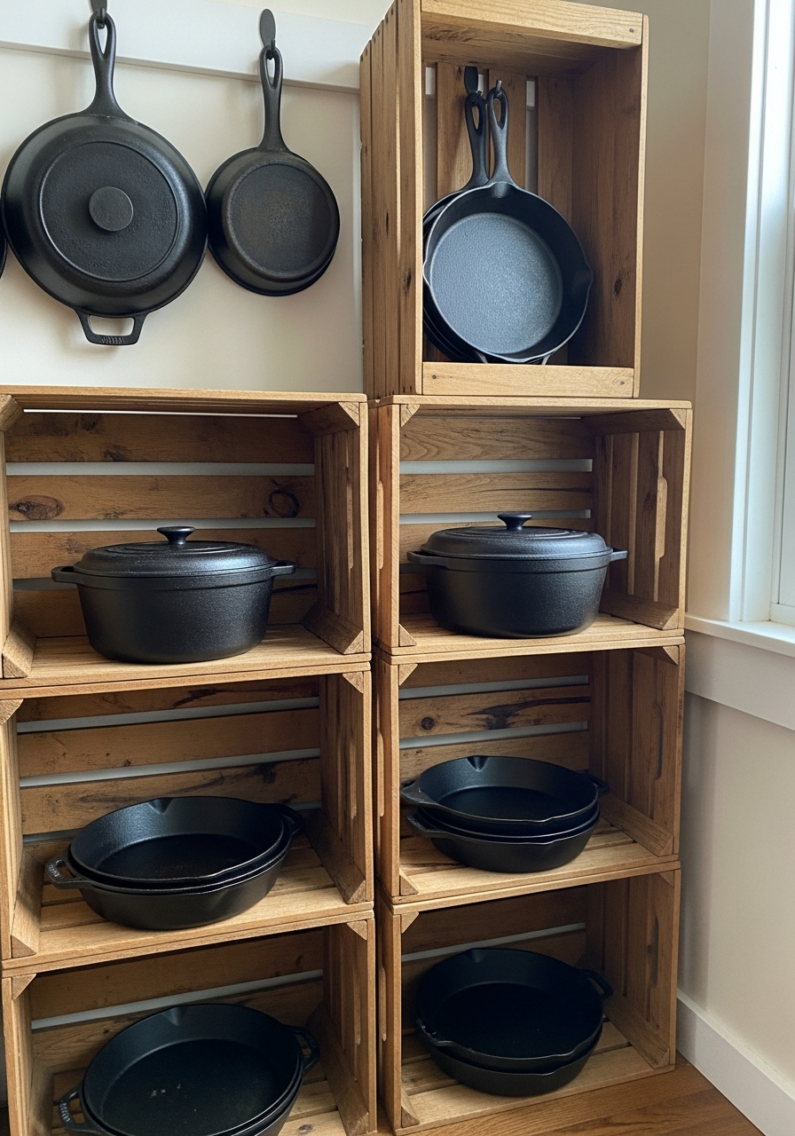 24. Wooden Crate Storage System