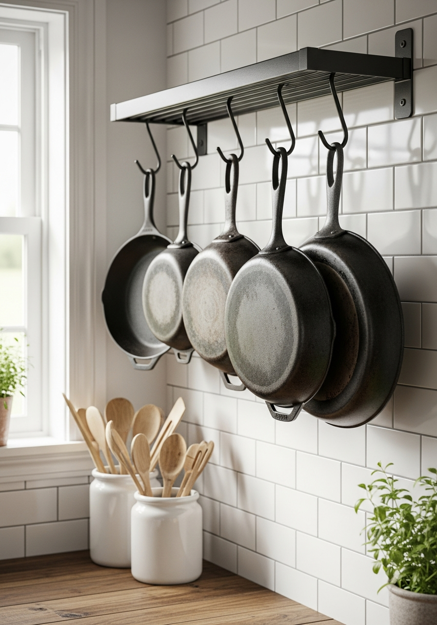 8. Wall Mounted Skillet Rack