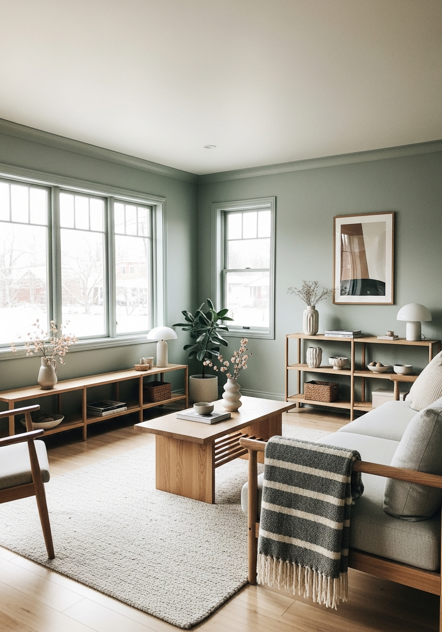 1. Sage Green Living Room
