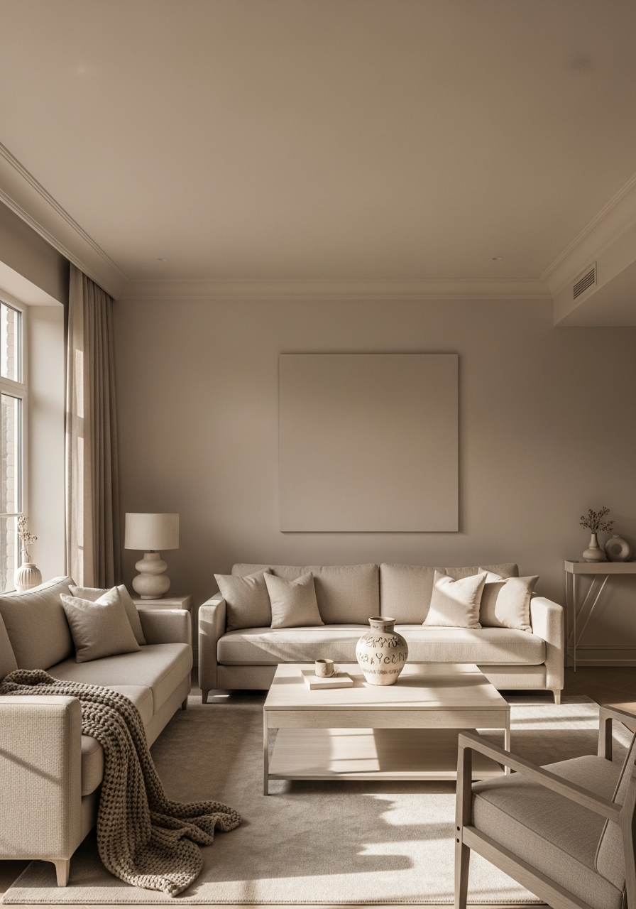 3. Warm Beige Minimalist Space
