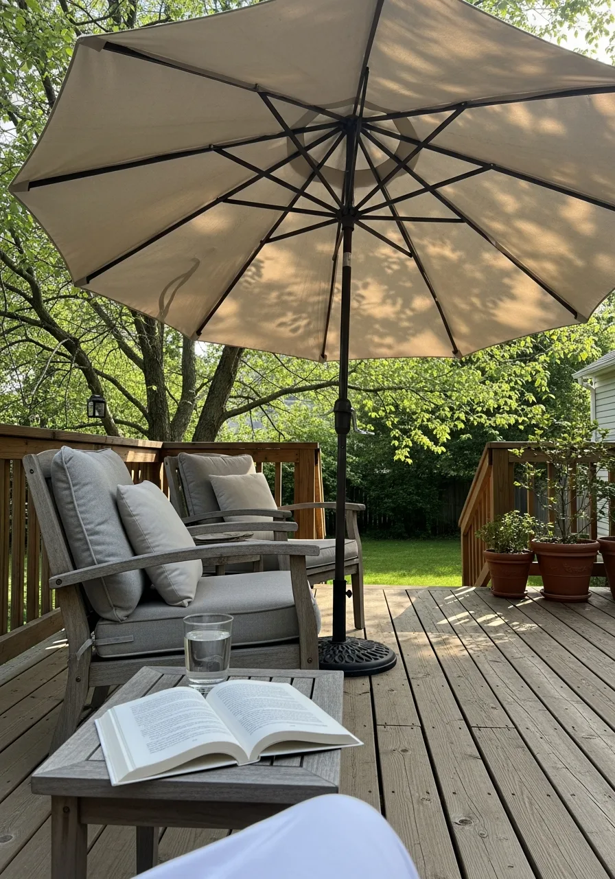 13. Outdoor Umbrella Deck Setup