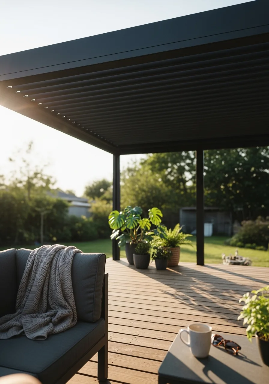 2. Modern Metal Pergola Design