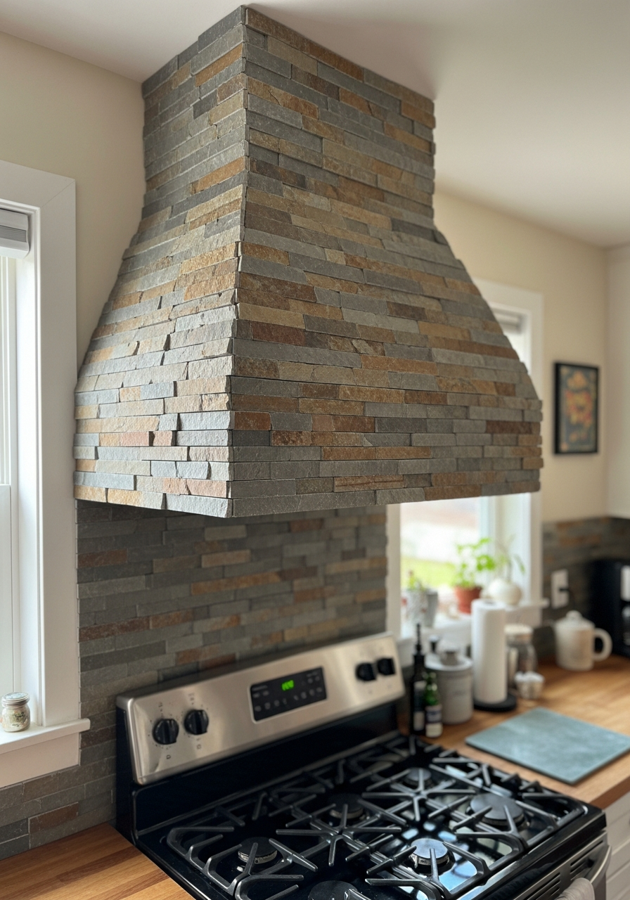 14. Stone Veneer Range Hood