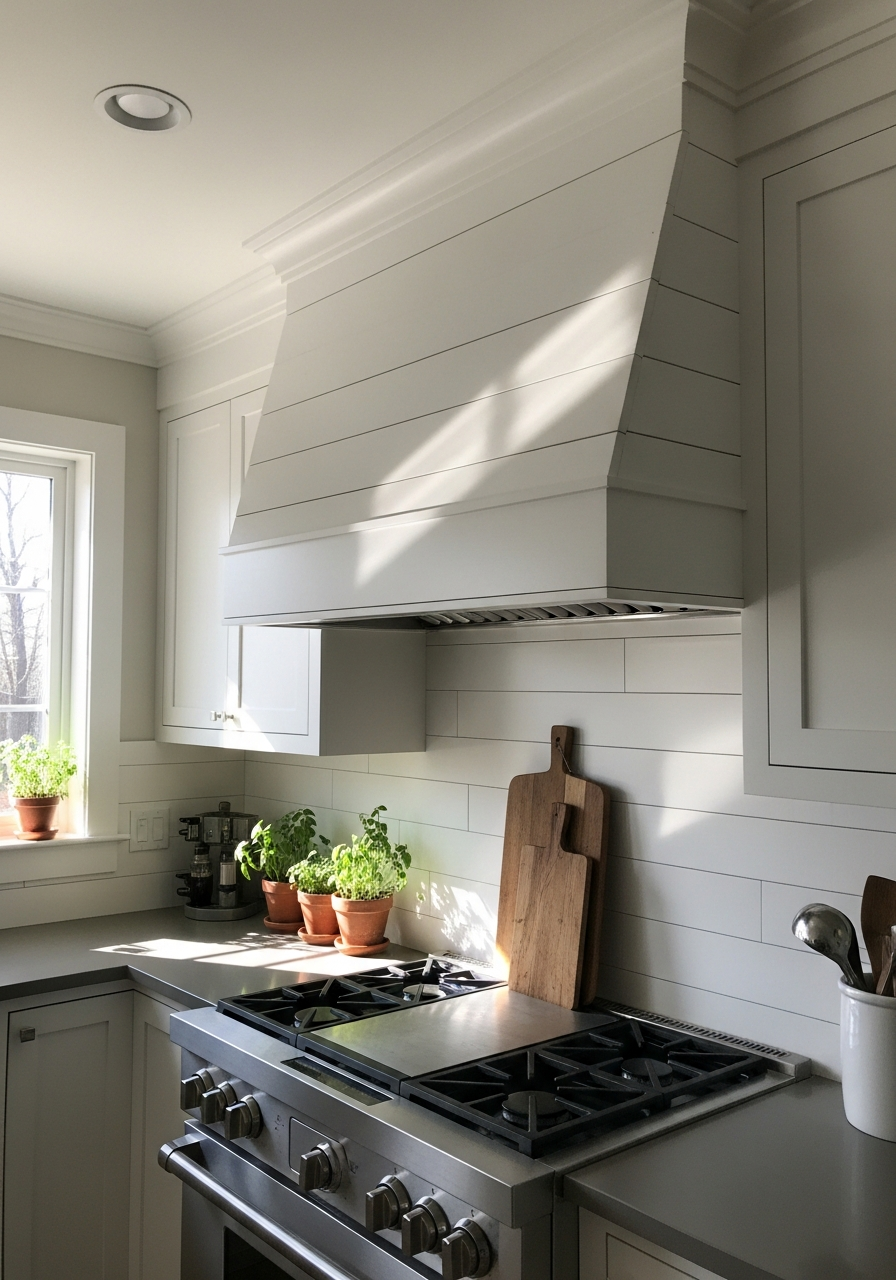 2. Farmhouse Shiplap Hood