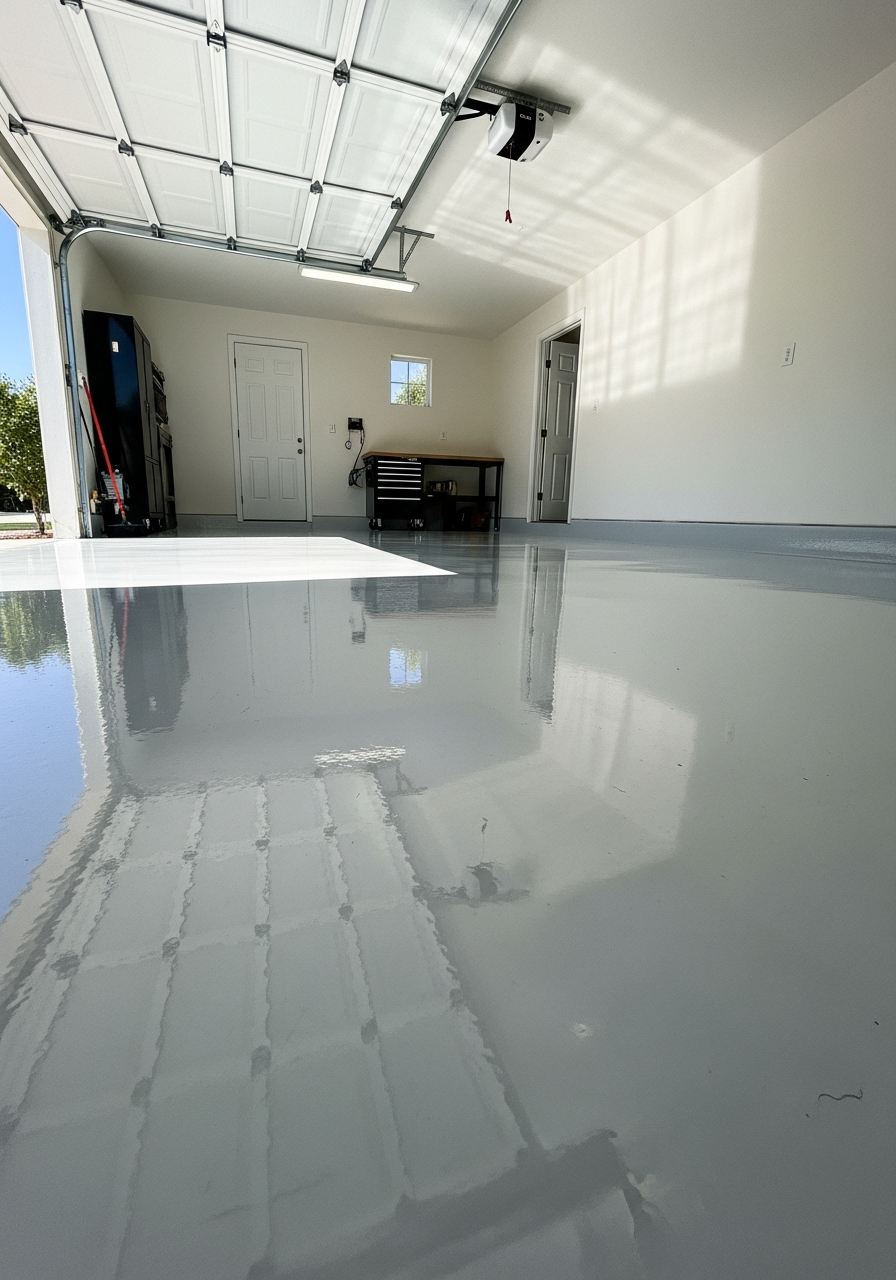 28. Glossy White Garage Floor