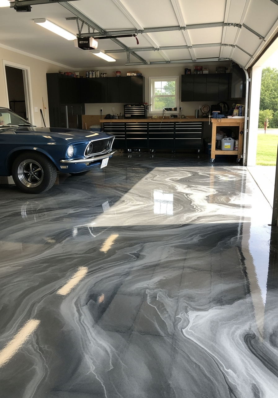 3. Metallic Epoxy Showroom Style