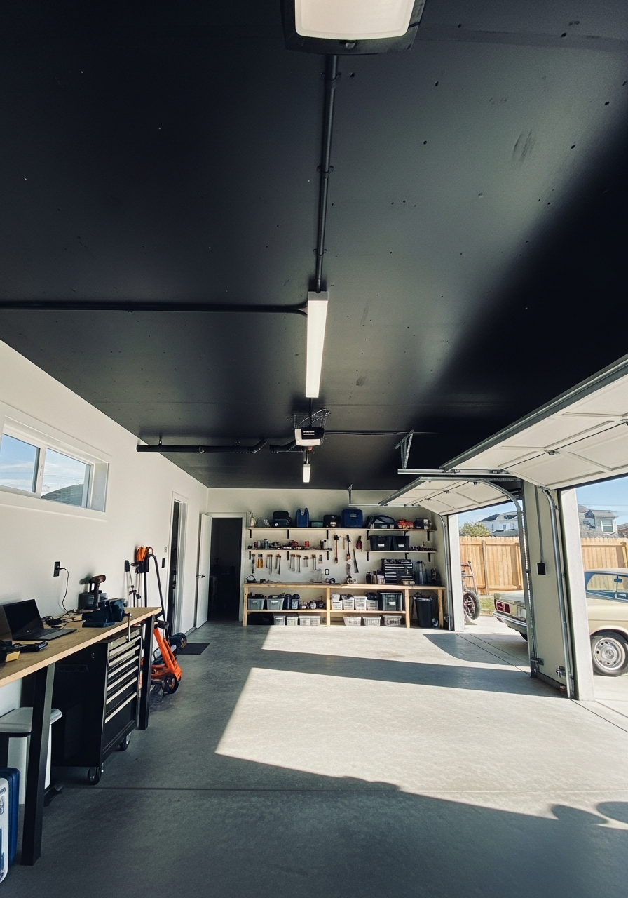 12. Bold Black Garage Ceiling
