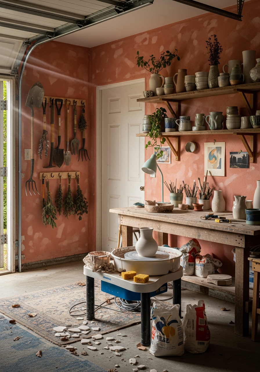 14. Rustic Terracotta Garage Walls