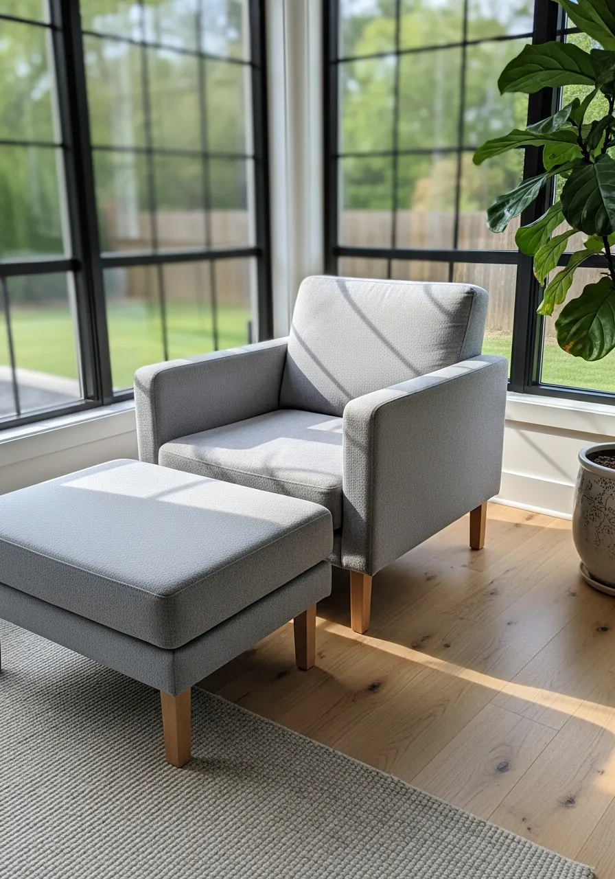 18. Ottoman and Lounge Chair Combo