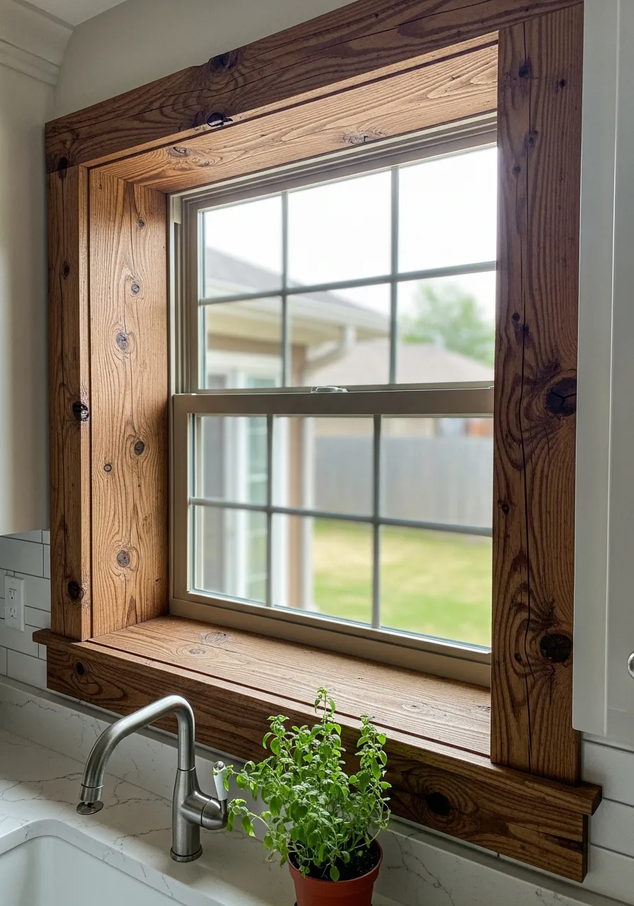 12. Rustic Wood Trim Window