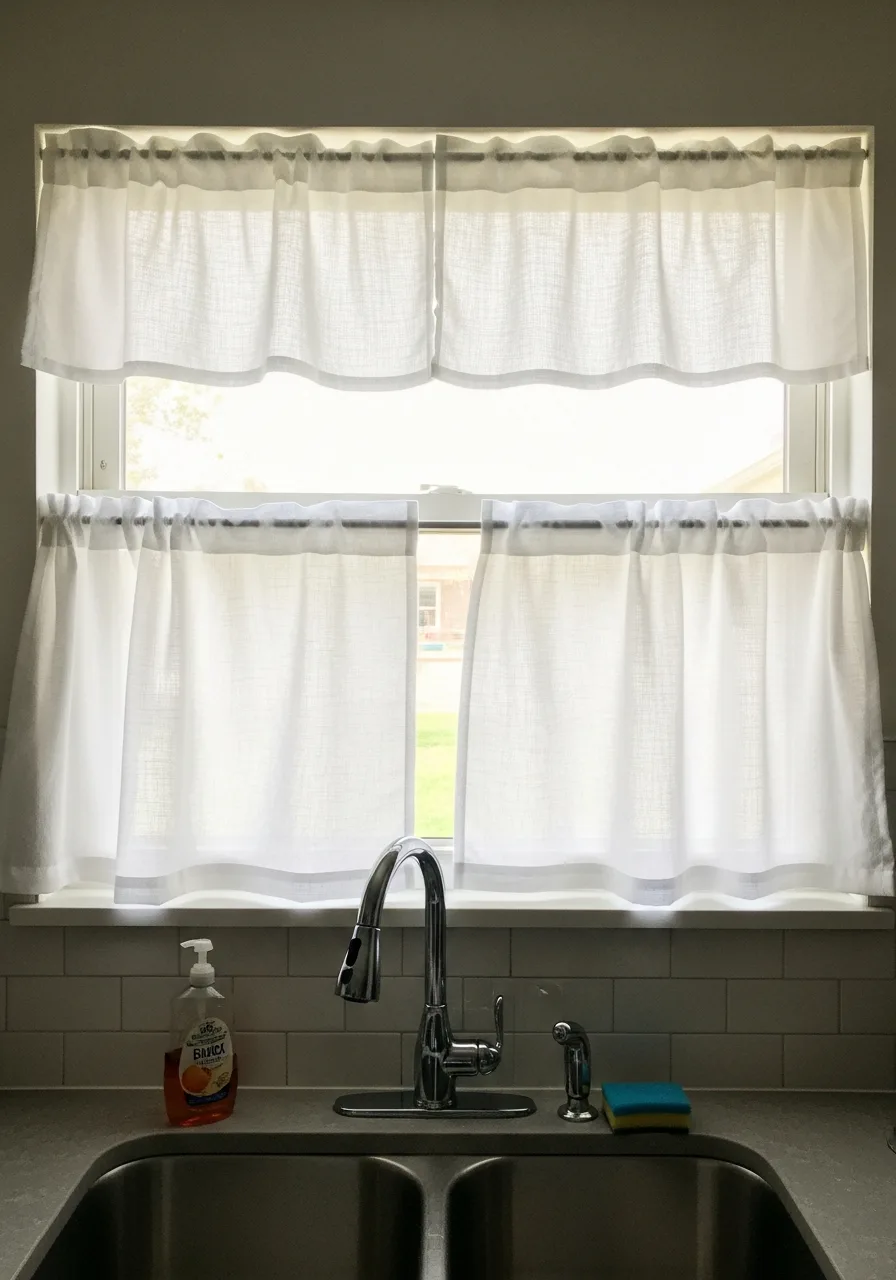 2. Café Curtains Over Sink