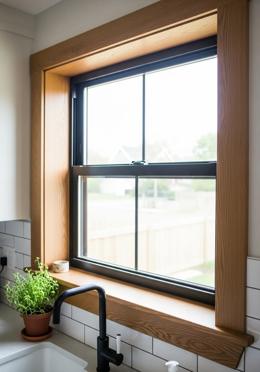 44. Modern Black and Wood Window Combo