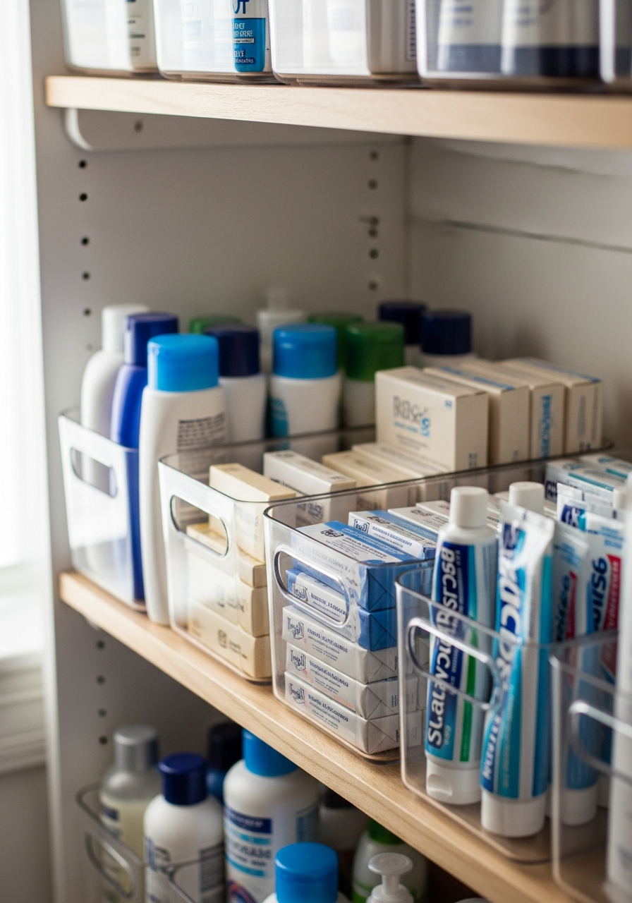 19. Store Extra Toiletries in Bins